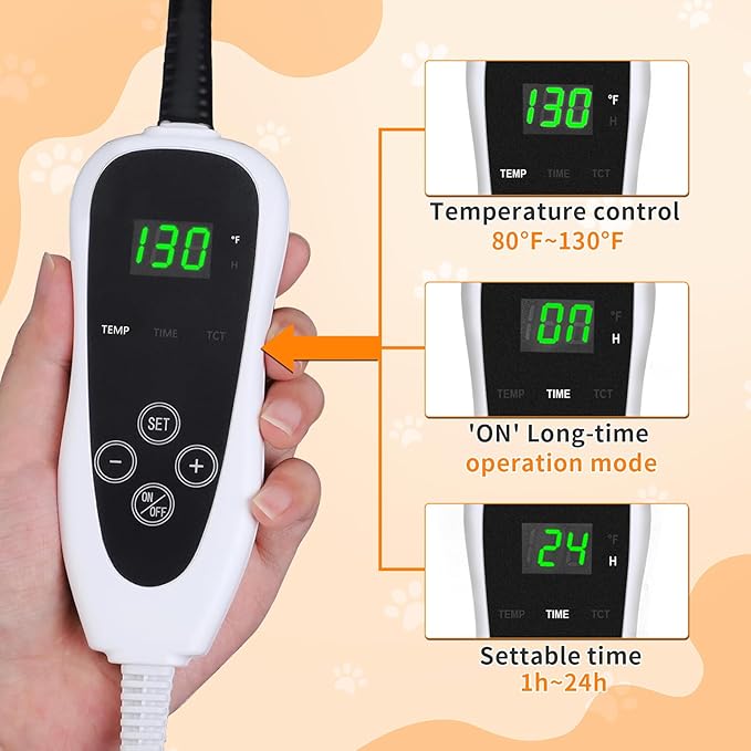 Dog Heating Pad，32×20 In Heating Pad For Dogs, Intelligent Temperature Control Switch With Normally Open On Function,Whelping Box With Reinforced Electric Wire Rope, Plush Fabric Cotton Cover-Apricot-PurrikoPets