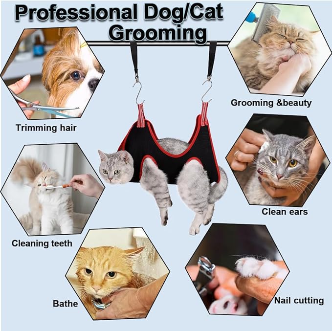 Dog Grooming Hammock Harness,Breathable Pet Cat Hammock Restraint Bag,Dog Grooming Sling Helper for Trimming Nail and Ear/Eye Care(S Size,8.5")-PurrikoPets
