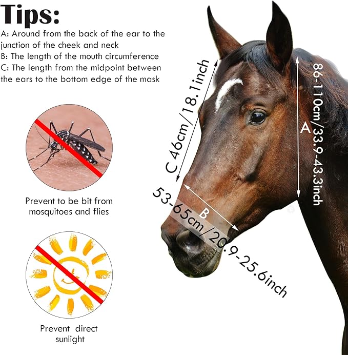Frienda 4 Pieces Horse Fly Masks with Ears Face Covering UV Protection from Insect Pests Elasticity Smooth Comfortable Mesh Horse Mask Accessories(Flower,Large)-PurrikoPets