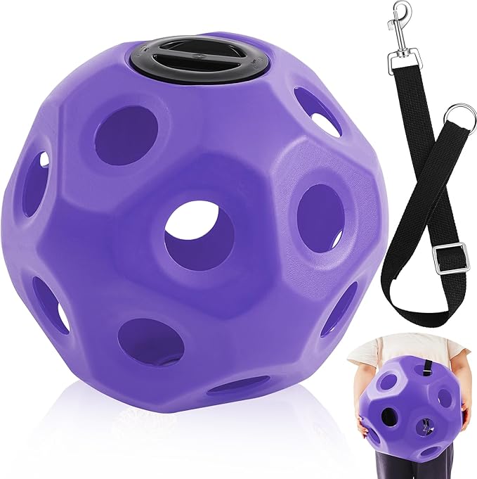 15.75" Hay Ball for Horse with Hanging Strap Slow Feed Horse Treat Ball Extra Large Hanging for Paddock Stall Stable Supplies (Purple)-PurrikoPets