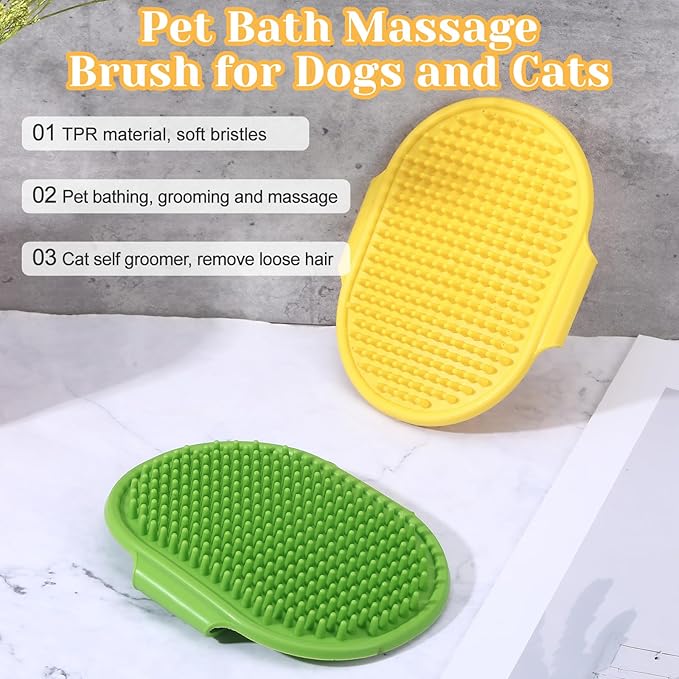 4Pcs Adjustable Cat Self Groomer, Silicone Cat Brushes for Indoor Cats Grooming Self Cleaning, Cats Face Scratchers Massager for Corner Scratcher, Pet Supplies (Green & Yellow)-PurrikoPets