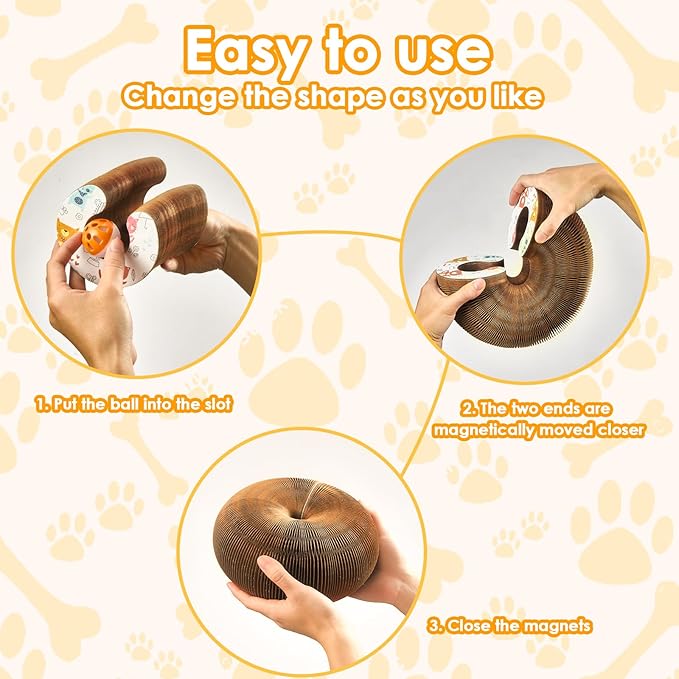2 Pack Magic Organ Cat Toy Foldable Magic Organ Cat Scratching Board Reversible Infinity Style Magic Organ Cat Toy with 4 PCS Ball Cat Toys Interactive Indoor Cat Toys-PurrikoPets