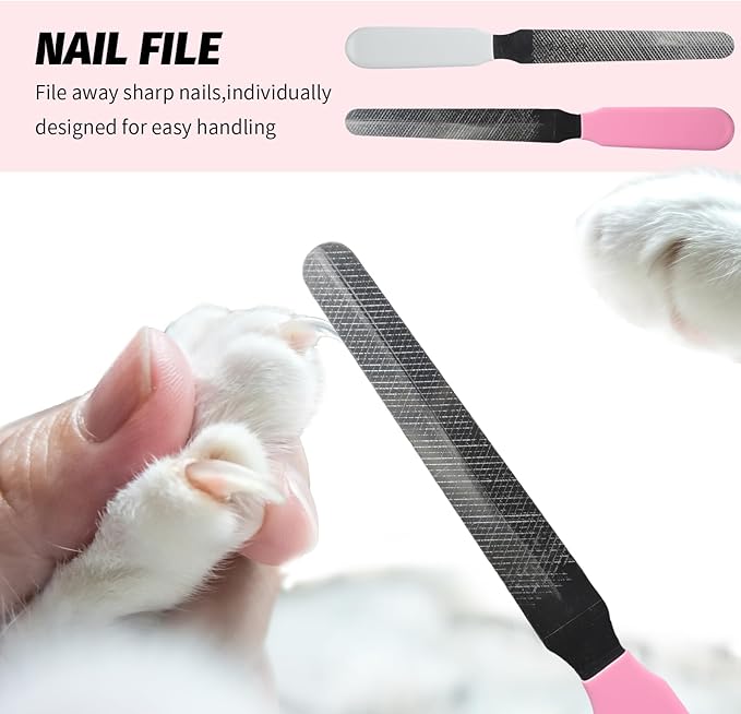 2 PCS Bearded Dragon Nail Clippers, Cat Nail Trimmer, Stainless Steel Cat Claw Clippers, with (White + Pink) Files * 2, Suitable for Reptiles, Novice Pet Families (Orange + Rose Red)-PurrikoPets
