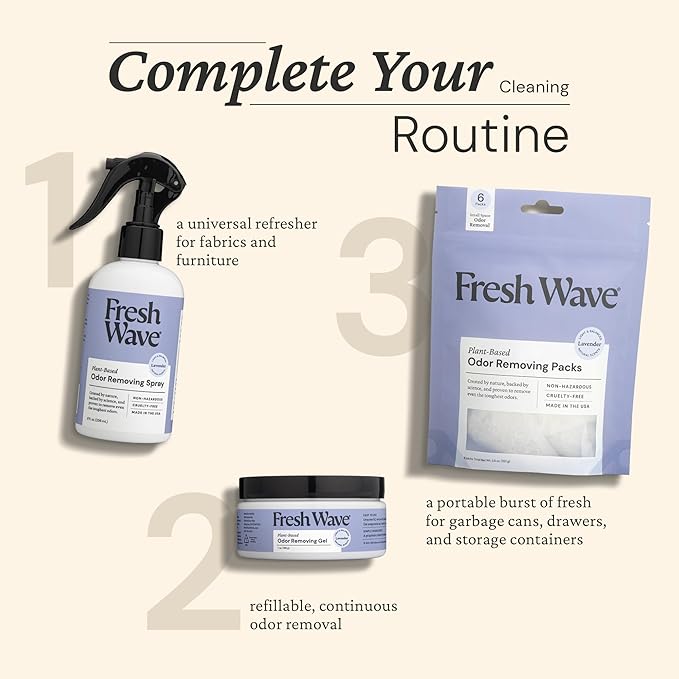 Fresh Wave Lavender Odor Removing Gel, 7 oz., Pack of 3 - Safer Odor Absorbers for Home, Natural Plant-Based Odor Eliminator, Every 7 oz. lasts 15-30 Days, For Cooking, Trash & Pets-PurrikoPets