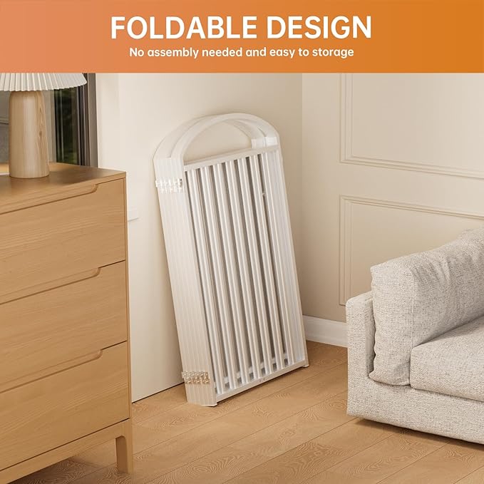 6 Panles Full Matel Freestanding Dog Gates with Door, 144"Extra Wide 36"Tall Free Standing Dog Pet Gate for Indoor & Outdoor. Foldable Pet Fences for Doorways, House, Stairs, Porch, Deck, Yard-PurrikoPets