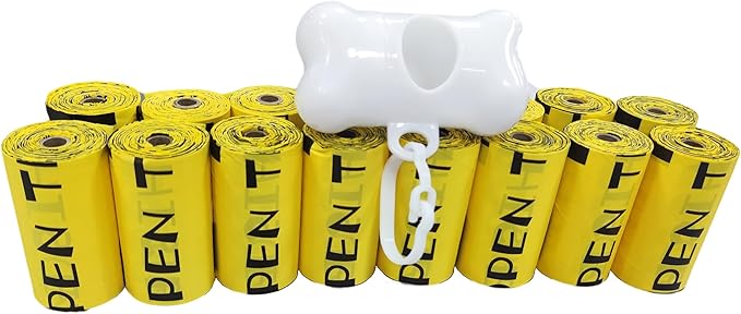 Dog Poop Bag, Biodegradable, Waste Bags with Dispensers, Guaranteed Leak Proof and Extra Thick, Certified Home Compostable, Plant-Based Dog Waste Bags, Eco-Friendly, 240 counts 16 rolls (Yellow, 16)-PurrikoPets