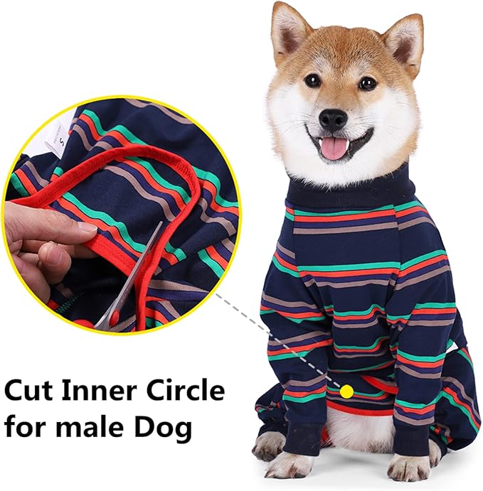 Dog Recovery Suit, Abdominal Wound After Surgery Wear, Prevent Licking Wounds, E-Collar & Cone Alternatives, Long Sleeve Postoperative Shirts Dog Pajamas Prevent Shedding(XL, Blue)-PurrikoPets