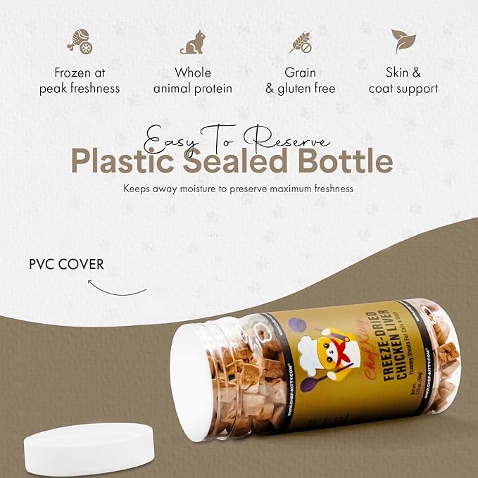Freeze-Dried Chicken Liver Treats for Cats & Dogs – 100% Human Grade, Single Ingredient, High-Protein, Healthy Snack – No Additives or Preservatives – 1.7oz - Inspected & Tested in USA-PurrikoPets