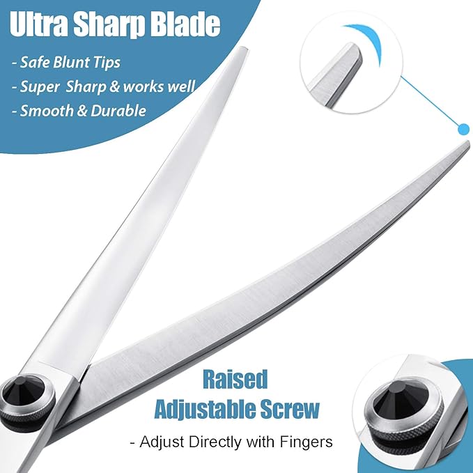 Dragon Creek 7" Upward Curved Dog Grooming Scissors - Safety Shears for Face & Paws Trimming - Black-PurrikoPets