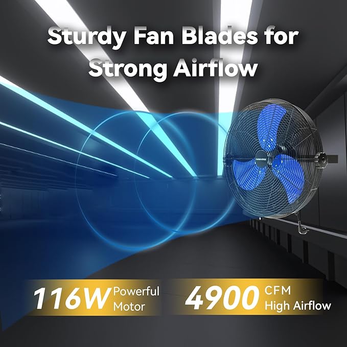 18 Inch Wall Fan Pro Series - 4900 CFM 3 Speed High Velocity Industrial Wall Mount Fans for Commercial, Residential, Warehouse, Covered Patio, Shop, Garage, Barn, Gazebo UL Safety Listed-PurrikoPets