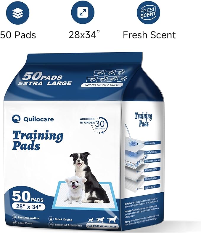 50 Count 28” x 34” XL Disposable Dog Pee Pads, Super Absorbent Leakproof Quick Drying Puppy Pee Pads for Dogs, Extra Large Disposable Dog Training Pads-PurrikoPets