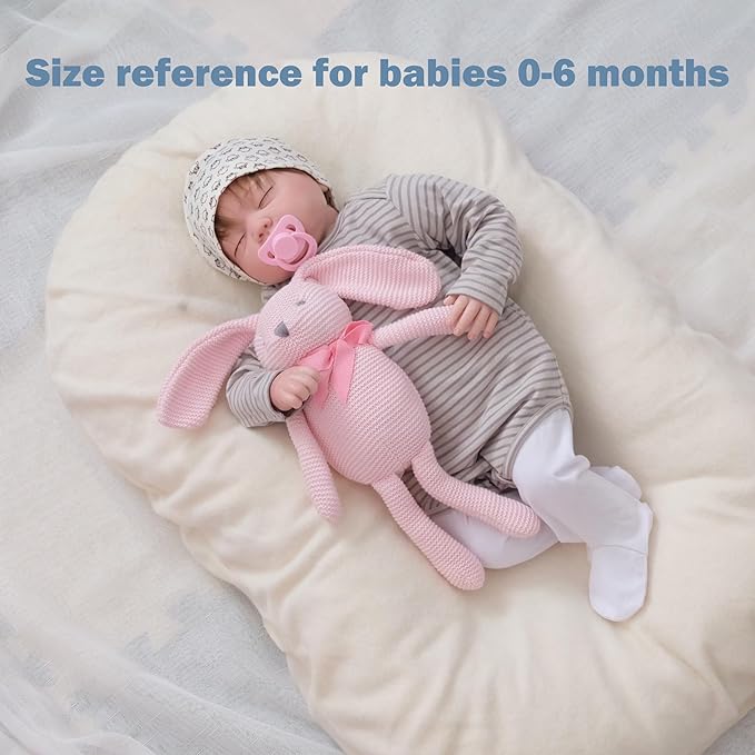 100% Organic Cotton Baby Toys Pink Bunny Rabbit Stuffed Animal for Newborn 7.1"-PurrikoPets