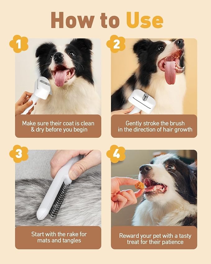 3-in-1 Dog Brush for Shedding, Multifunctional Deshedding Dog Brush for Short Haired Dogs and Cats, Pet Combs for Grooming Matting, Effectively Deshedding and Removes Dirt for Pets-PurrikoPets