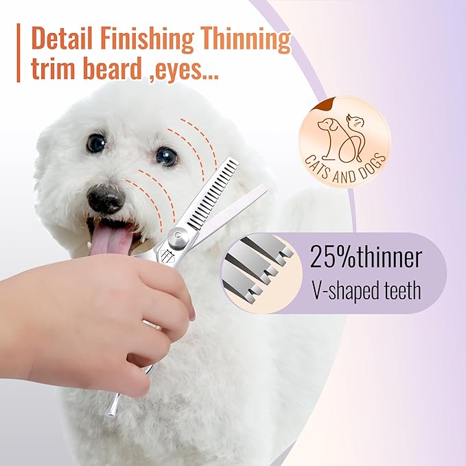 Dog Grooming Scissors: 4.75" Pet Thinning Shears Made Of Advanced Stainless Steel Alloy for Trimming Dogs Cats and Other Pets Face and Paws-PurrikoPets