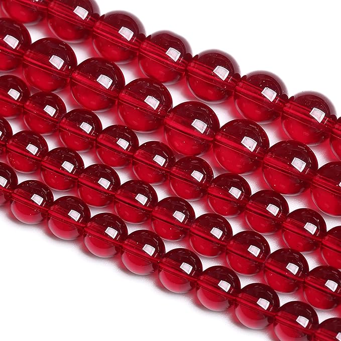 6MM 60PCS Garnet Red Glass Crystal Spacer Loose Beads for Jewelry Making DIY Bracelet 15 Inches 1 Strand