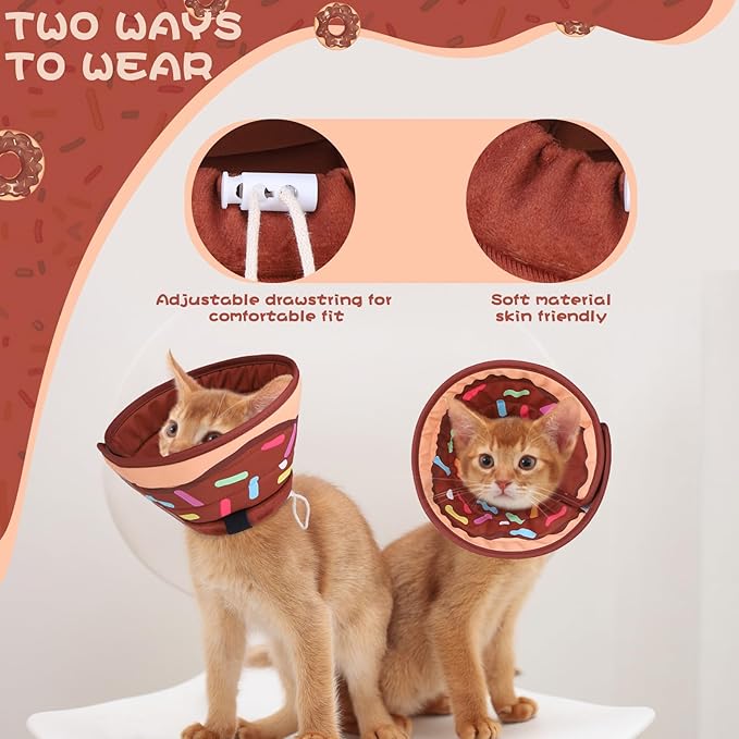 EXPAWLORER Cat Recovery Cone Collar- Soft Adjustable Pet Collar for After Surgery, Waterproof Elizabethan Protective Collar, Stop Licking Donut for Small Medium Kittens-PurrikoPets