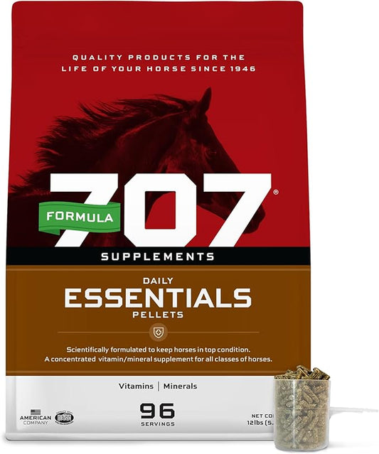 Formula 707 Daily Essentials Equine Supplement, 12 lb Bag – Complete Vitamins and Minerals for Superior Health and Condition in Horses-PurrikoPets