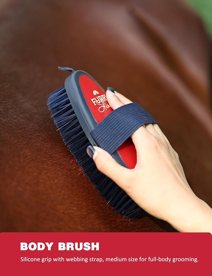 9PCS Horse Grooming Kit Curry Comb Sweat Scraper Horse Bathing Supplies Grooming Tools with Storage Bag Shadowberry-PurrikoPets