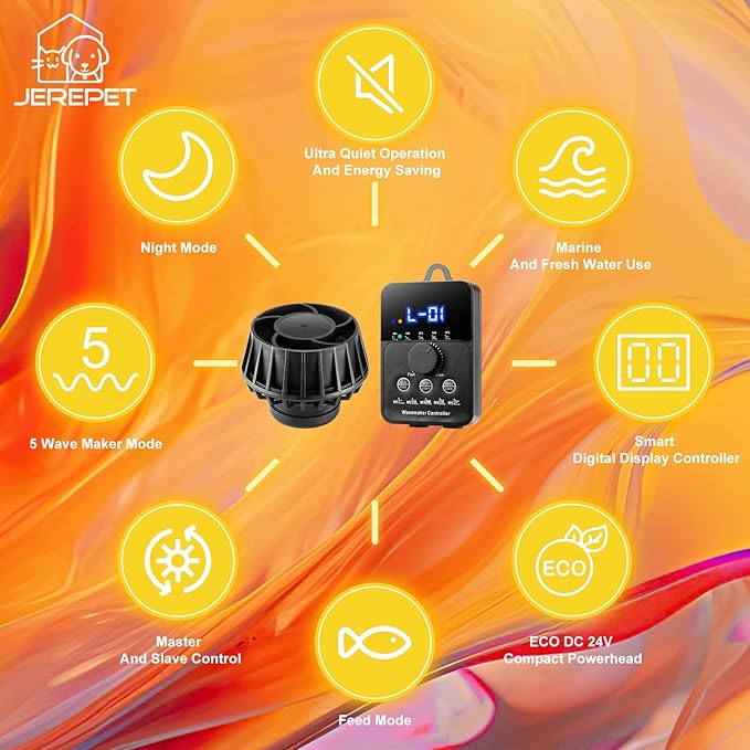 3400GPH Aquarium Wave Maker DC24V Power head with Magnetic Mounting,Wavemaker with Controller for 100-200 Gallon Fish Tanks-PurrikoPets