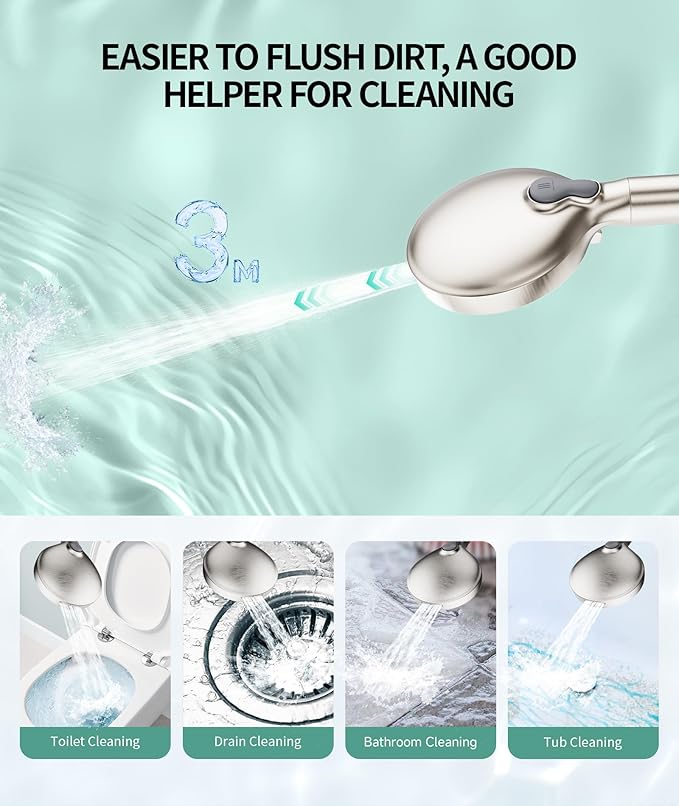 Filtered Shower Head with Handheld, High Pressure 9 Spray Mode Brushed Nickel Showerhead with Filters, detachable shower head,Water Softener Filters Beads for Hard Water - Remove Chlorine-PurrikoPets