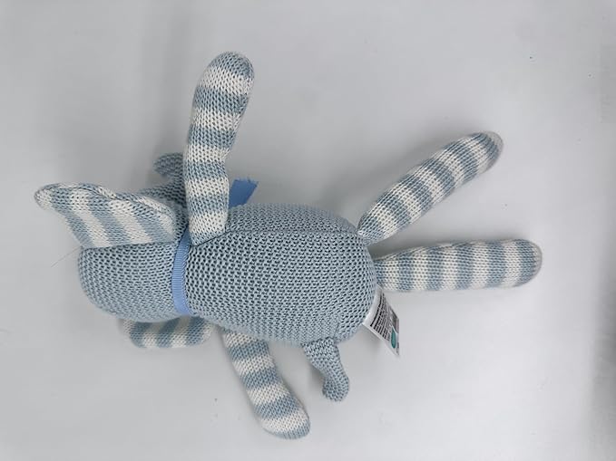 100% Organic Cotton Baby Elephant Stuffed Animal 7.1" | Blue Soft Toy for Newborn-PurrikoPets