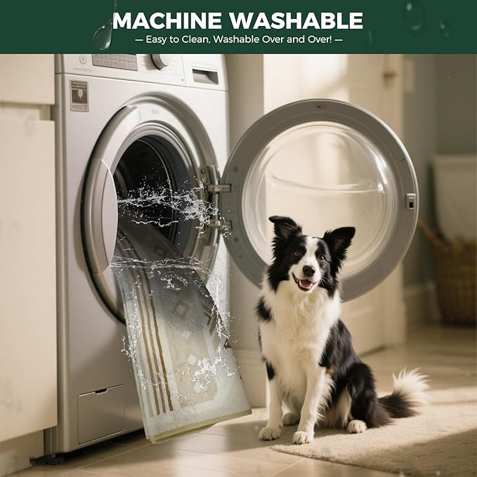 FXW Washable Pee Pads for Dogs, Puppy Pads with Super Absorbent, Specifically Designed for Potty Training, 35" Square, Khaki Geometric, 2 Packs-PurrikoPets