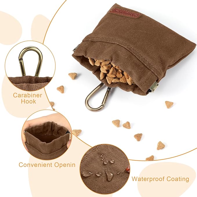 2PC Dog Treat Pouch,Dog Training Treat Reward Bag,Portable Puppy Hand Free Dog Walking Bag,Auto Closing Dog Food Dispenser,Behavior Aids for Puppy Travel or Outdoor(Green+Grey)-PurrikoPets