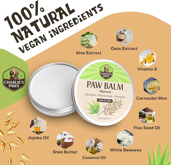 2 Pack Paw Balm 100% Natural Oil Aloe Oats Vanilla for Dog and Cat Paw Pad Balm Dog Nose Balm Paw Moisturizer Wax for Dog Pet Puppy Protect Dry Cracked Paw Foot Heals Restores Paw Elbows 3.5 Oz-PurrikoPets