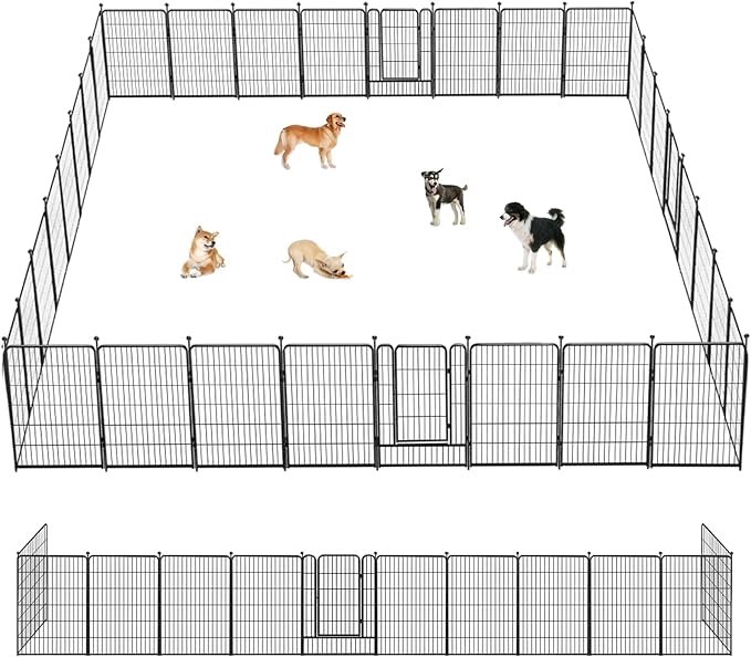 Dog Playpen 40 inch 32 Panels Indoor Outdoor Dog Pen for Large/Medium/Small Dogs Heavy Duty Metal Dog Fence Outdoor for Yard, Puppy Playpen with Door Portable Pet Fence for RV Camping Yard-PurrikoPets