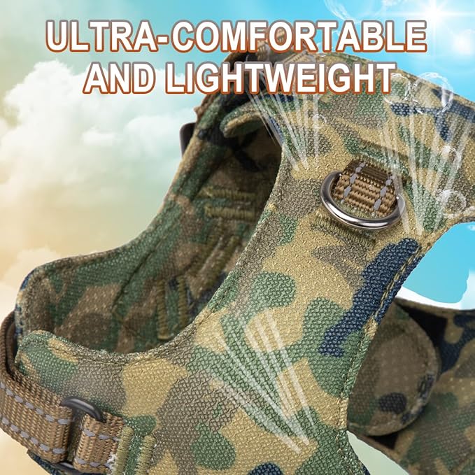 Dog Harness Step in Dog Vest Harness, Reflective Adjustable Puppy No Pull Harness Breathable Soft for Small and Medium Dogs Cats, Camo, XS-PurrikoPets