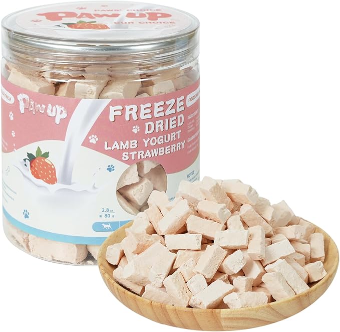 Freeze Dried Sheep Milk Yogurt Flavor with Strawberry,Gentle Sheep Milk Dog Treats for Sensitive Stomachs Puppies, 2.8 oz-PurrikoPets