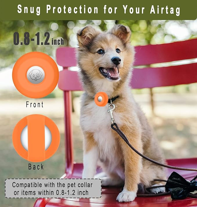 Airtag Holder for Dog Collar, Cibaabo Silicone Air Tag Case Cover Compatible with Apple Airtags for 0.8-1.2inch Cat Pet Collar Harness Loop-PurrikoPets