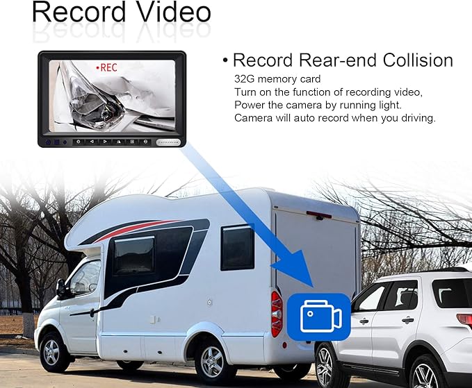 1080P FHD Digital Wireless Backup Camera System Kit for RV/Truck/Trailer/Van/Bus,Night Vision,7inch HD LCD Monitor,IP69 Waterproof Rear View Camera No Interference Record-HW02-M-PurrikoPets