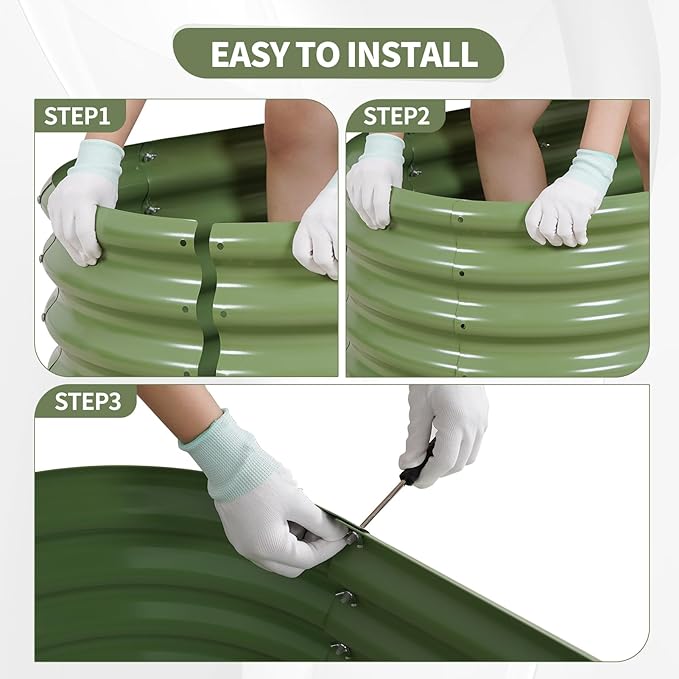 Galvanized Raised Garden Bed Outdoor- 2 Pcs Raised Beds for Gardening| Metal Planter Box, Steel Raised Garden Bed Kit with Gloves for Vegetables, Flower, Herbs (4x2x1FT, Green)-PurrikoPets