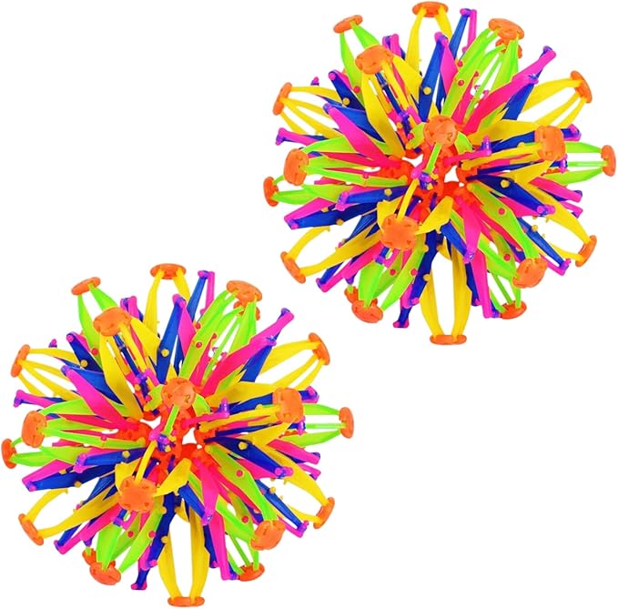 2Pcs Colorful Sphere Expandable Breathing Balls Fidget Toy-Stress Reliever ,Collapsible Expanding Magic Ball Toys from 6" to 12"for Kids & Adults Mindfulness Meditation Practices,Yoga -ADHD-PurrikoPets