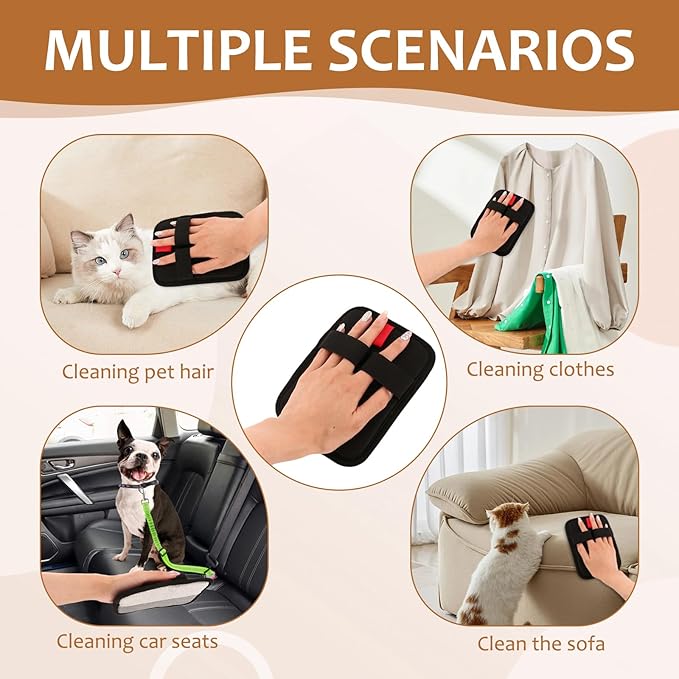 6 Pcs Pet Hair Removal Glove, Electrostatic Pet Hair Remover Gloves, Reusable Cat & Dog Hair Cleaning Gloves, Suitable for Couch, Furniture, Blankets, Curtain, Car Seat-PurrikoPets