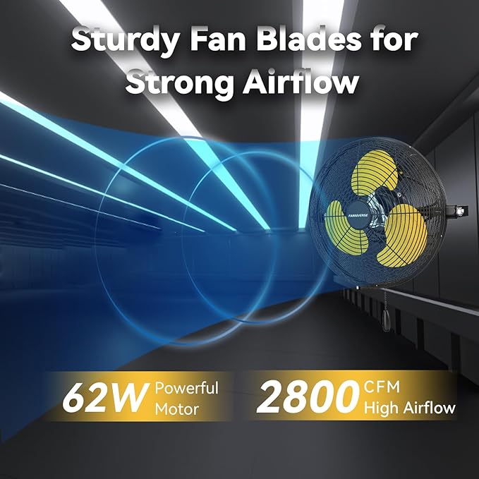 12 Inch Wall Fan Pro Series - Sealed Motor High Velocity Wall Mount Fans for Commercial, Residential, Warehouse, Covered Patio, Shop, Garage, Barn, Gazebo 3 Speed 2800 CFM UL Safety Listed-PurrikoPets