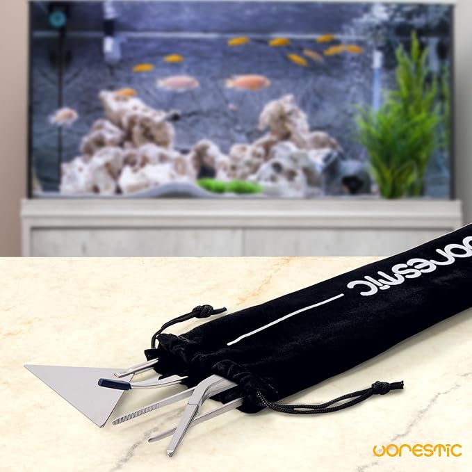 4Pcs Aquascaping Tools, Terrarium Tools, Aquarium Tools Set with Stainless Steel Aquarium Tweezers, Aquarium Scissors and Spatula - Aquascape Tools Set for Trimming, Maintenance-PurrikoPets