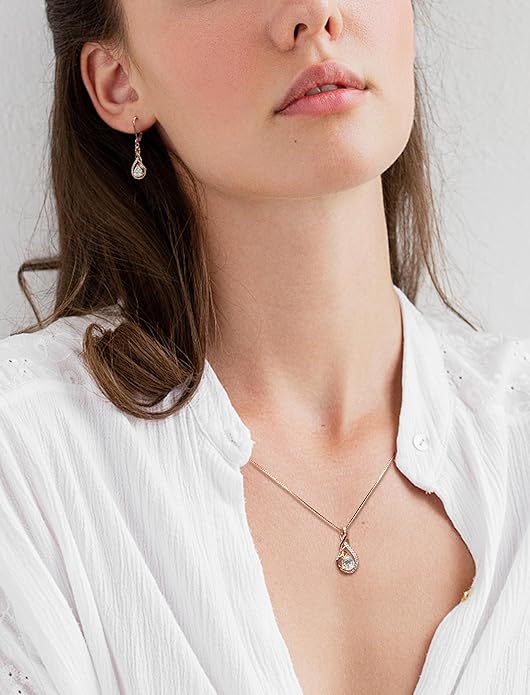STARCHENIE Infinity Teardrop Pendant Necklace for Women 925 Sterling Silver Birthstone Jewelry