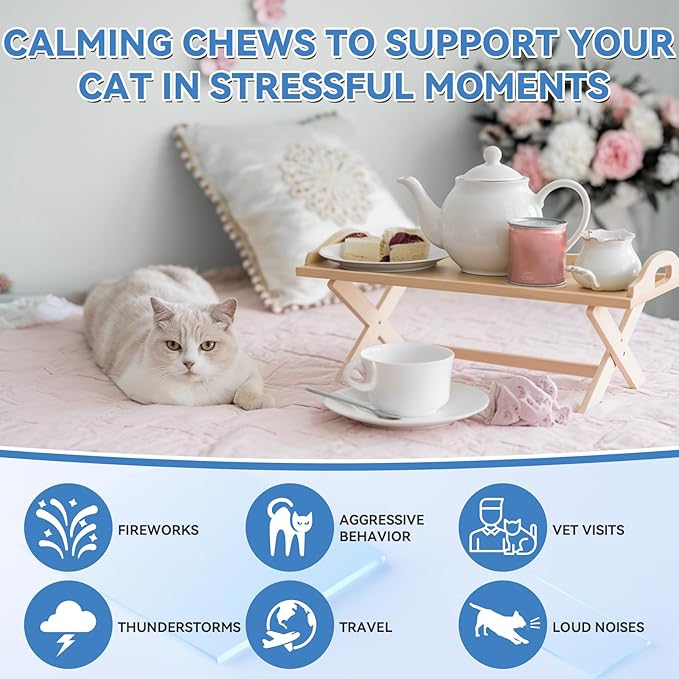 200 PCS Cat Calming Treats, Calming Treats for Cats Help to Manage Stress & Anxiety, Calming Aid for Cats with Hemp Seed Powder Chamomile Melatonin for Cat Anxiety Relief, Separation, Travel, Storms-PurrikoPets