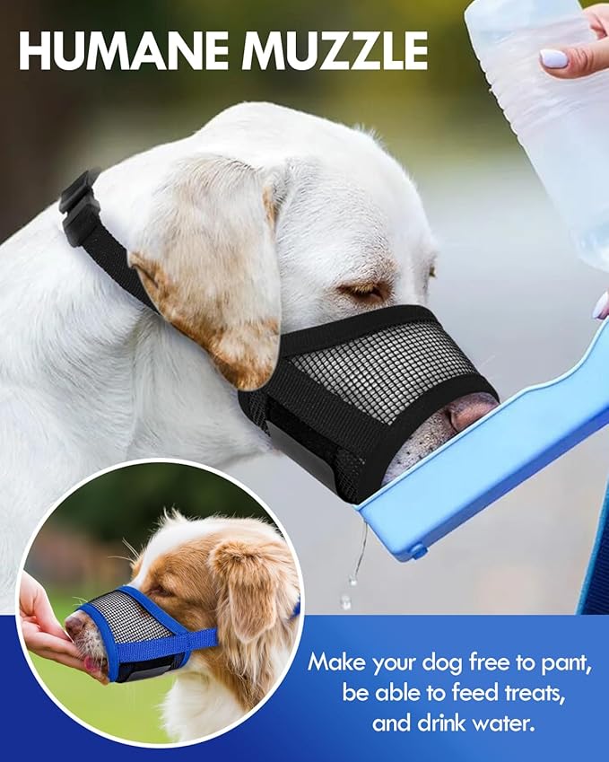 Dog Muzzle, Soft Air Mesh Muzzle for Small Medium Large Dogs Anti Biting Barking Chewing, Breathable Drinkable Adjustable Loop Pets Muzzle for German Shepherd Husky Labrador Retriever (Black,XL)-PurrikoPets