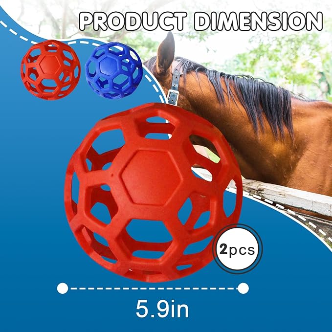 2 Pcs Hay Ball for Horses to Play with, Relieve Stress with This Bright Color Hay Feeder Ball for Horses Goat to Avoid Boredom-PurrikoPets