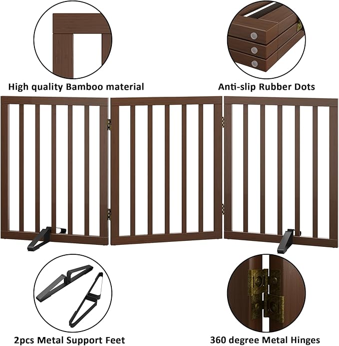 Dog Gate for Stairs,Foldable Dog Gate for Indoor Doorways House,Freestanding Pet Gates for Dogs,Doogie Puppy Fence Gate-PurrikoPets