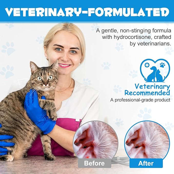 Dog Ear Infection Treatment, Cat & Dog Ear Cleaner for Itchy Relief, Antiseptic,Waxing,Cleansing, Ear Mite Treatment for Dog Cats, Yeast Ears Infection Treatment for Dogs, 2.02fl.oz-PurrikoPets