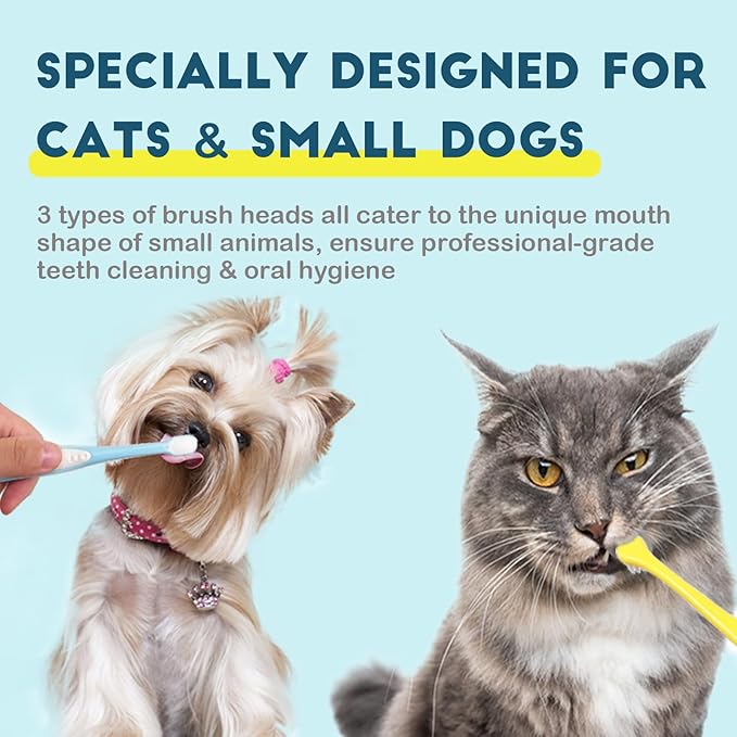 Dog Toothbrush Small Breed Cat Toothbrushes, Puppy Tooth Brushing Kit, Tiny Dog Tooth Brush, Micro Head Deep Teeth Cleaning Brushes for Mini Pet Doggie Kitten, Soft Bristles, 5 PCS-PurrikoPets