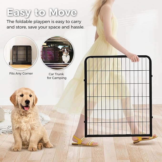 24 Inch 8 Panels Dog Playpen - Metal Pet Exercise Pen for Puppy, Indoor/Outdoor Dog Fence for Yard, Garden, Camping & RV Travel-PurrikoPets