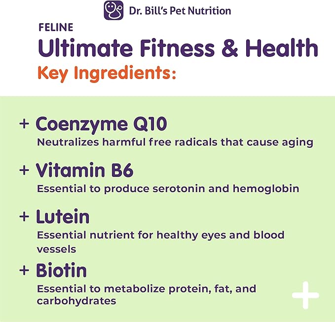 Dr. Bill’s Feline Ultimate Fitness & Health | Cat Multivitamin Powder - Daily Supplement | Weight Control, Joint, Brain, Heart & Immune Support | Omega 3s, Collagen, B Vitamins, Taurine, Amino Acids-PurrikoPets