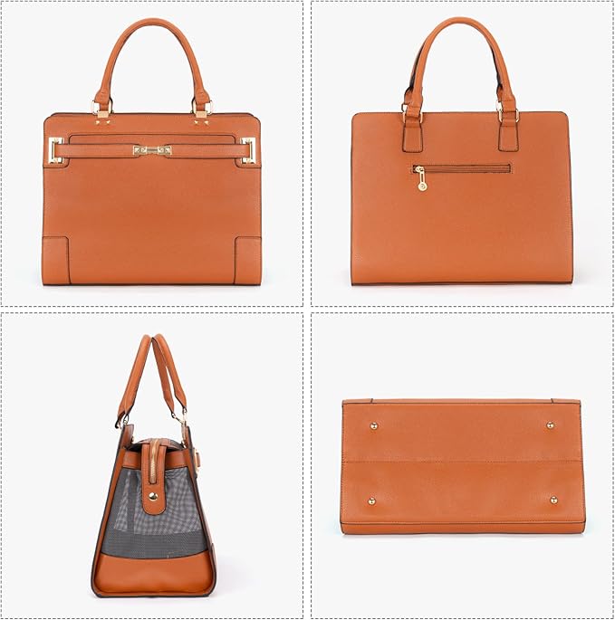 Fashion Pet Carrier Dog Cat Carrier Purse Soft-Sided Leather Handbag Pet Tote Bag for Small Dogs Puppy and Cats TSA Airline Approved (Brown)-PurrikoPets