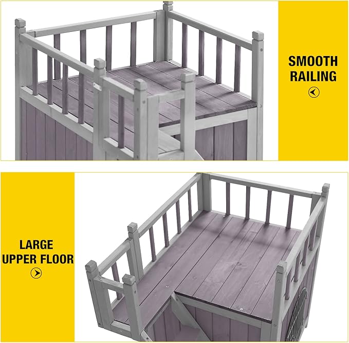 Aivituvin Dog House Feral Cat House Outdoor and Indoor,Pet Houses with Stairs,2 Storys-PurrikoPets