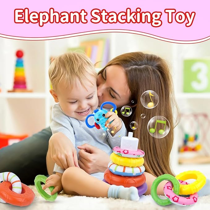 4 in 1 Baby Toy for 6 9 12 18 Month, Learning Toys for Babies 6-12 Months, Baby Busy Cube, Stacking Sorter, Pull String & Piano Xylophone Travel Toy, Birthday Gift for 1 2 Year Old-PurrikoPets